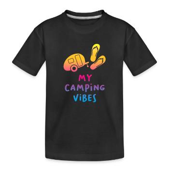 Camping Vibes Quote Caravan Wohnmobil Verlauf Fan - Kinder Premium Bio T-Shirt - Schwarz - Vorne