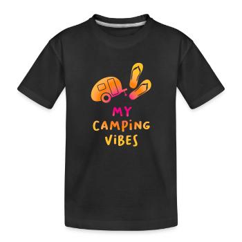 Camping Vibes Quote Verlauf Flip Flops Fan Caravan - Kinder Premium Bio T-Shirt - Schwarz - Vorne