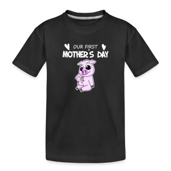 Cadeau de fête des mères - Notre première fête des mères - T-shirt bio Premium Enfant - noir - Devant