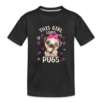 Dieses Maedchen Liebt Möpse - Kinder Premium Bio T-Shirt - Schwarz - Vorne