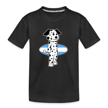Surfboard Dog Dalmatian Surfing Gift - Kids' Premium Organic T-Shirt - black - Front