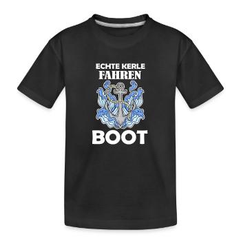 Motorboot Kapitän Bootsführerschein - Kinder Premium Bio T-Shirt - Schwarz - Vorne