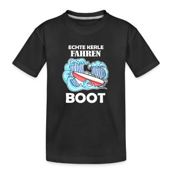 Boote Motorboot Kapitän Boot Seefahrt Geschenk - Kinder Premium Bio T-Shirt - Schwarz - Vorne