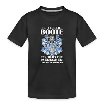 Motorboot Kapitän Boot - Kinder Premium Bio T-Shirt - Schwarz - Vorne