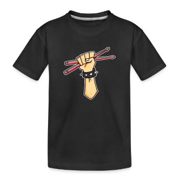 Drummer Schlagzeuger Drummer Sticks - Kinder Premium Bio T-Shirt - Schwarz - Vorne