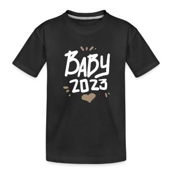 Baby 2023 Herz - Kinder Premium Bio T-Shirt - Schwarz - Vorne