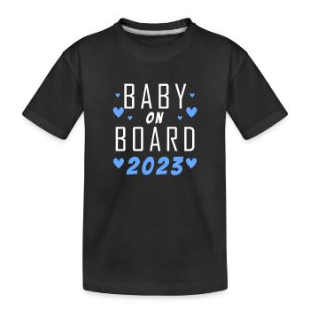 Baby 2023 Sohn Schwanger 2023 Schwangerschaft - Kinder Premium Bio T-Shirt - Schwarz - Vorne