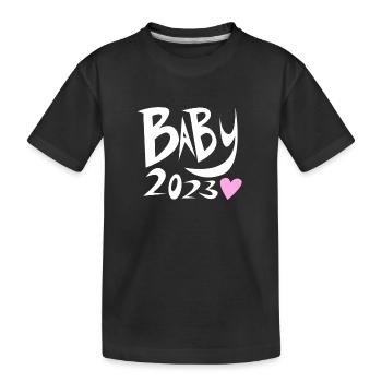 Baby 2023Tochter Schwanger 2023 Schwangerschaft - Kinder Premium Bio T-Shirt - Schwarz - Vorne