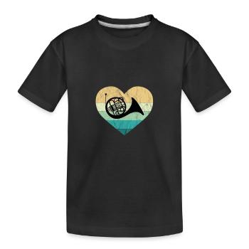 Hornist liebt Horn Waldhorn spielen im Orchester - Kinder Premium Bio T-Shirt - Schwarz - Vorne