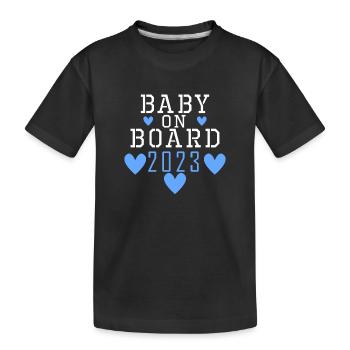 Baby 2023 Sohn Schwanger 2023 Schwangerschaft - Kinder Premium Bio T-Shirt - Schwarz - Vorne