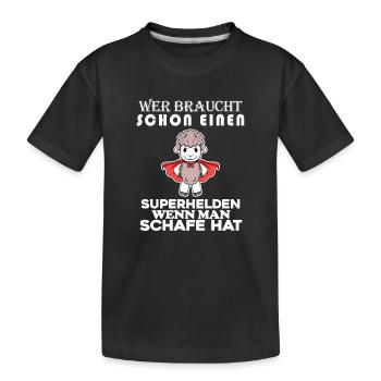 Schaf Superheld Hirte - Kinder Premium Bio T-Shirt - Schwarz - Vorne