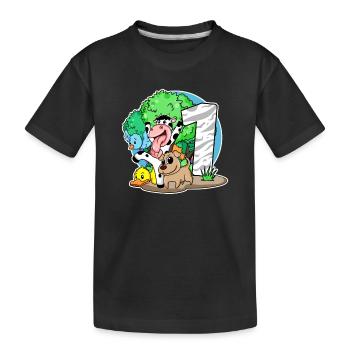 1er anniversaire Animaux mignons 1 an - T-shirt bio Premium Enfant - noir - Devant