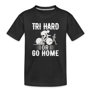 Tri Hard Or Go Home Triathlon - Kids' Premium Organic T-Shirt - black - Front