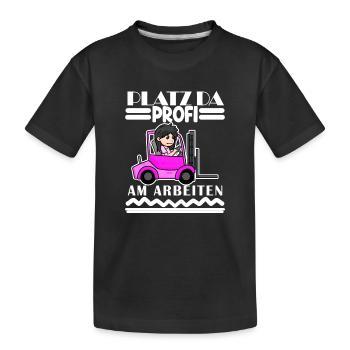 Staplerfahrerin Gabelstapler Lager Logistik Damen - Kinder Premium Bio T-Shirt - Schwarz - Vorne
