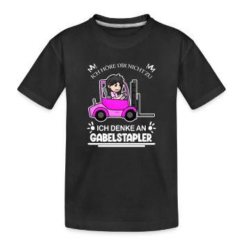 Staplerfahrerin Gabelstapler Lager Logistik Damen - Kinder Premium Bio T-Shirt - Schwarz - Vorne