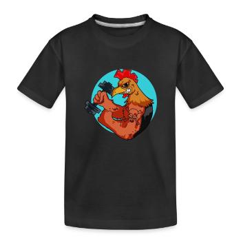 Starkes Muskel Huhn Fitness Gym Hühner - Kinder Premium Bio T-Shirt - Schwarz - Vorne