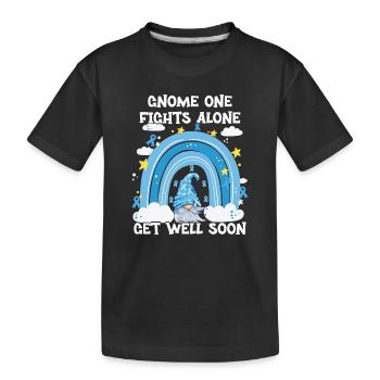 Gnome One Fights Alone Prostate Cancer - Kids' Premium Organic T-Shirt - black - Front