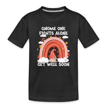 Gnome One Fights Alone Leukemia - Kids' Premium Organic T-Shirt - black - Front