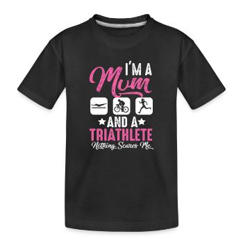 Ich Bin Eine Mutter Und Ein Triathlet - Kinder Premium Bio T-Shirt - Schwarz - Vorne