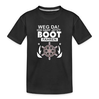 Bootsführerschein Motorboot Geschenk - Kinder Premium Bio T-Shirt - Schwarz - Vorne