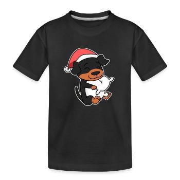 Rottweiler Dog Christmas Sleep Tired - Kids' Premium Organic T-Shirt - black - Front