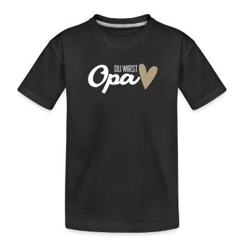 Opa Schwangerschaft verkünden - Kinder Premium Bio T-Shirt - Schwarz - Vorne