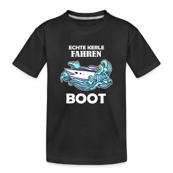 Boote Motorboot Kapitän Boot Seefahrt Geschenk - Kinder Premium Bio T-Shirt - Schwarz - Vorne