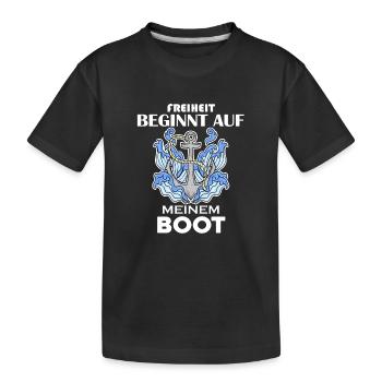 Boote Motorboot Kapitän Boot Seefahrt Geschenk - Kinder Premium Bio T-Shirt - Schwarz - Vorne