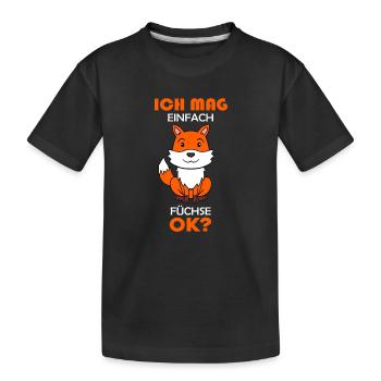 Fuchs Tier Wald Wildtier - Kinder Premium Bio T-Shirt - Schwarz - Vorne