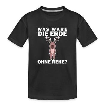 Tierschutz Tierschützer Umweltschutz Reh - Kinder Premium Bio T-Shirt - Schwarz - Vorne