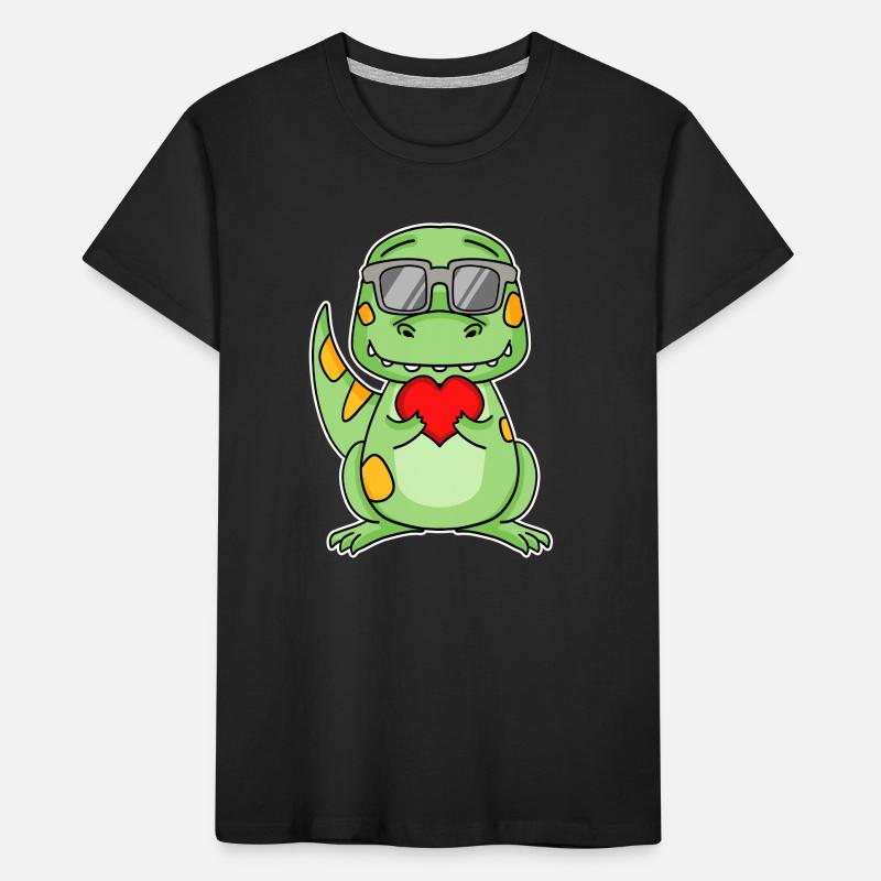 Dinosaurier mit Herz - Liebe Romantisch Kinder Premium Bio T-Shirt