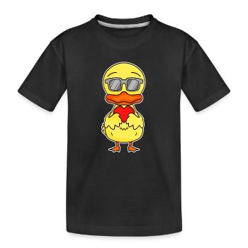 Duck with heart - Love Romantic - Kids' Premium Organic T-Shirt - black - Front