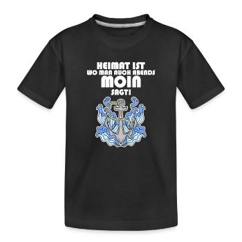 Anker Nordsee Plattdeutsch Spruch Moin - Kinder Premium Bio T-Shirt - Schwarz - Vorne