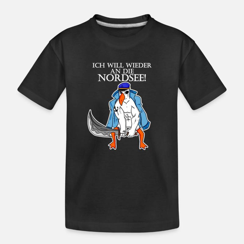 Nordsee Plattdeutsch Spruch Moin Möwe - Kinder Premium Bio T-Shirt - Schwarz