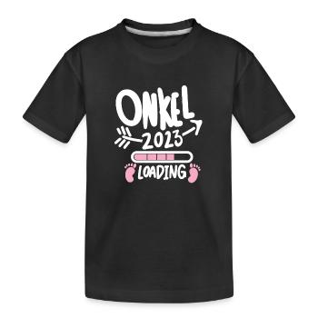 Onkel 2023 - Onkel werden - Onkel loading 2023 - Kinder Premium Bio T-Shirt - Schwarz - Vorne
