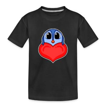 Penguin with Heart - Love Romantic - Kids' Premium Organic T-Shirt - black - Front