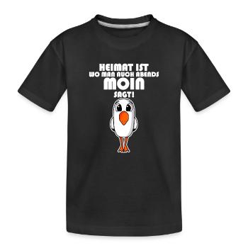 Nordsee Plattdeutsch Spruch Moin Möwe - Kinder Premium Bio T-Shirt - Schwarz - Vorne