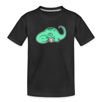 Dinosaur with baby dinosaur - Kids' Premium Organic T-Shirt - black - Front
