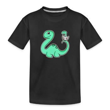 Dinosaur with baby dinosaur - Kids' Premium Organic T-Shirt - black - Front