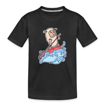 Stand Up Paddling Schaf - Kinder Premium Bio T-Shirt - Schwarz - Vorne