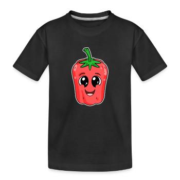 Motif de visage de poivre mignon - T-shirt bio Premium Enfant - noir - Devant