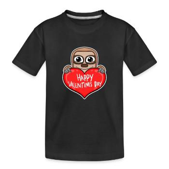 Valentine's Day Heart Sloth - Kids' Premium Organic T-Shirt - black - Front