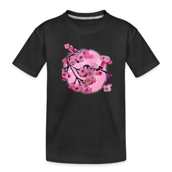 Art japonais des fleurs de cerisier - T-shirt bio Premium Enfant - noir - Devant