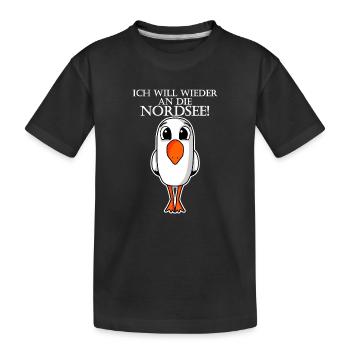 Nordsee Plattdeutsch Spruch Moin Möwe - Kinder Premium Bio T-Shirt - Schwarz - Vorne
