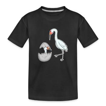 Kraniche Familie - Kraniche mit Baby - Kinder Premium Bio T-Shirt - Schwarz - Vorne