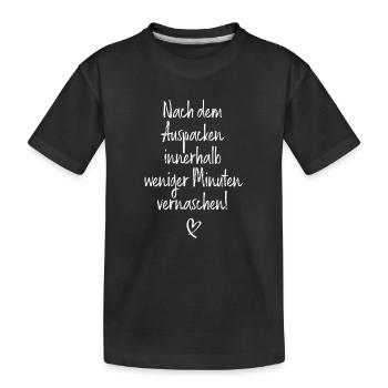 Nach Dem Auspacken Innerhalb Minuten Vernaschen - Kinder Premium Bio T-Shirt - Schwarz - Vorne