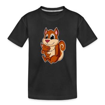 Famille d’écureuils - Écureuil avec bébé - T-shirt bio Premium Enfant - noir - Devant