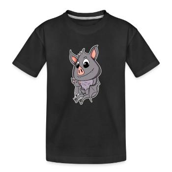 Bat Family - Bat with Baby - Kids' Premium Organic T-Shirt - black - Front