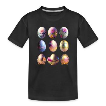 Bunte Ostereier Sticker Set - Kinder Premium Bio T-Shirt - Schwarz - Vorne