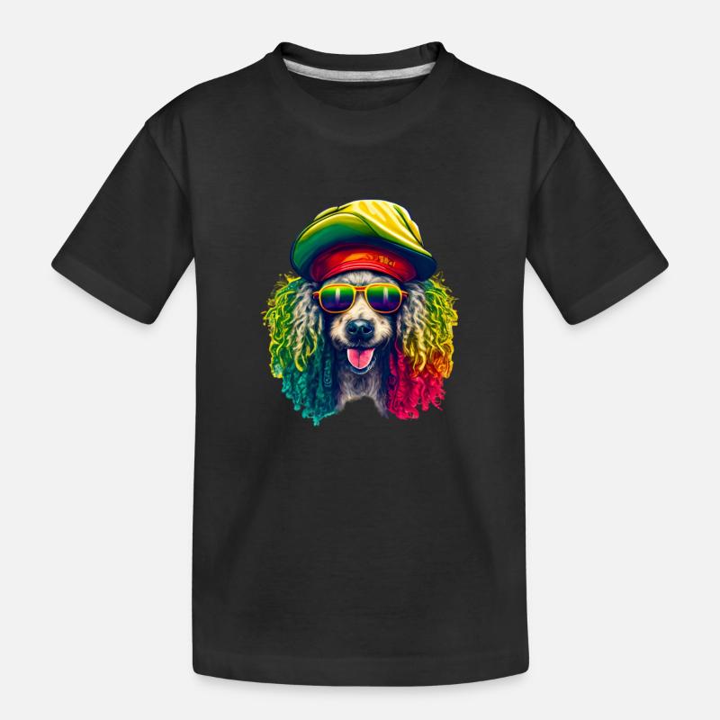 Cooler Rasta-Pudel bunt - Kinder Premium Bio T-Shirt - Schwarz